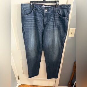 2 pair of women’s Eddie Bauer Insulated jeans. One blue one gray both size 20T